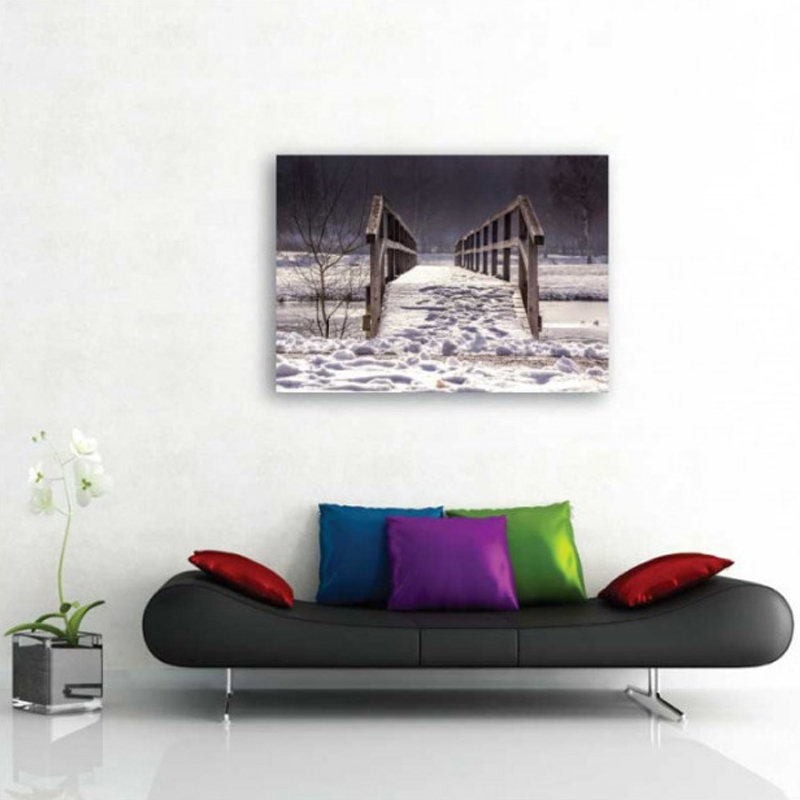 Πίνακας σε καμβά με Τοπία με Χιονισμένη γέφυρα